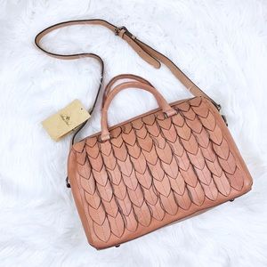 Patricia Nash Feather Leaves Leather Satchel Bag